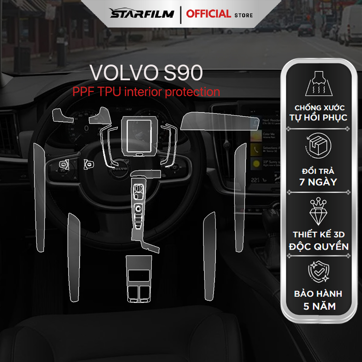 Volvo S90 PPF TPU nội thất chống xước tự hồi phục STARFILM